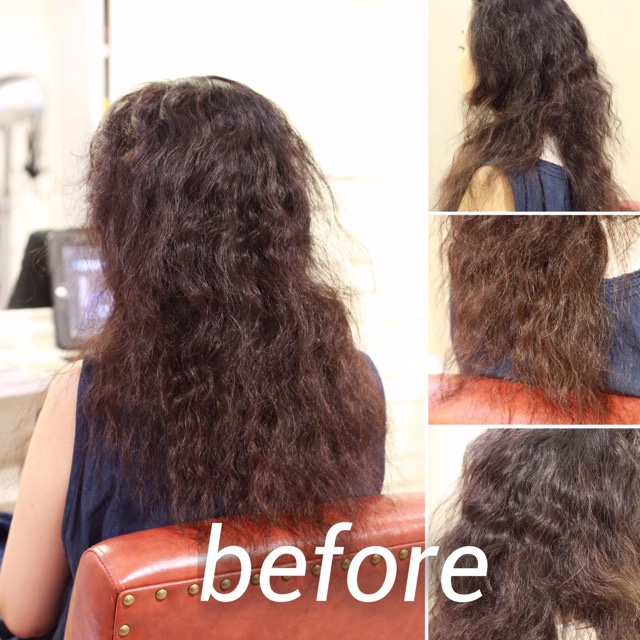 施術例 Before After 強い波状毛のクセ毛の修正例 縮毛矯正 クセ毛専門美容院